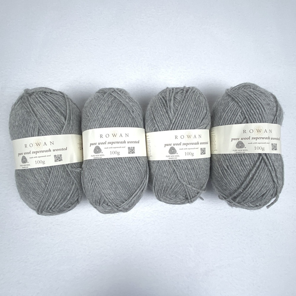 Rowan Pure Wool Superwash Worsted Yarn 100g Moonstone Lot of 4 Grey 100% Wool